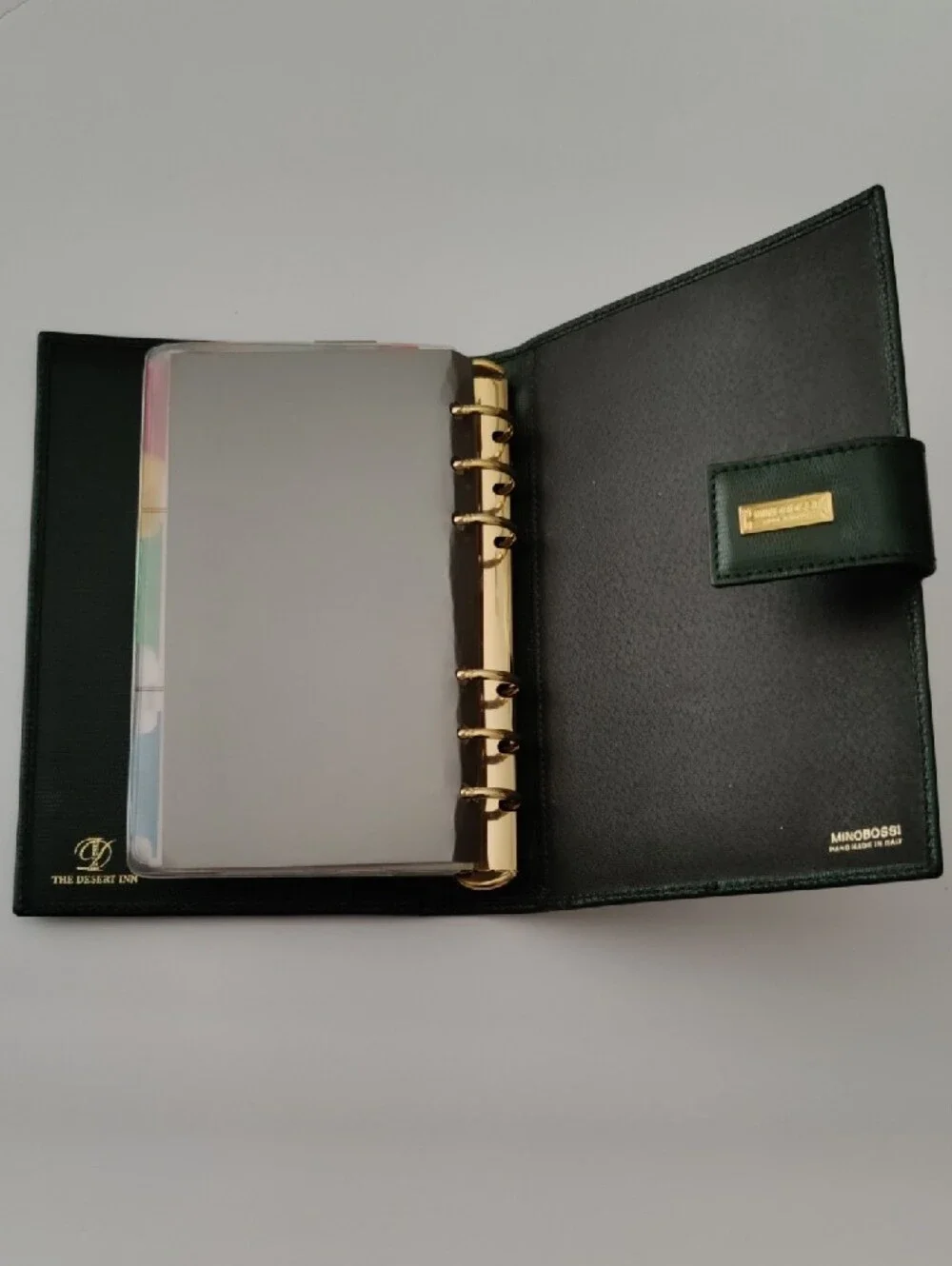 Brand New - Green Leather Folio with Snap Closure. Made In Italy